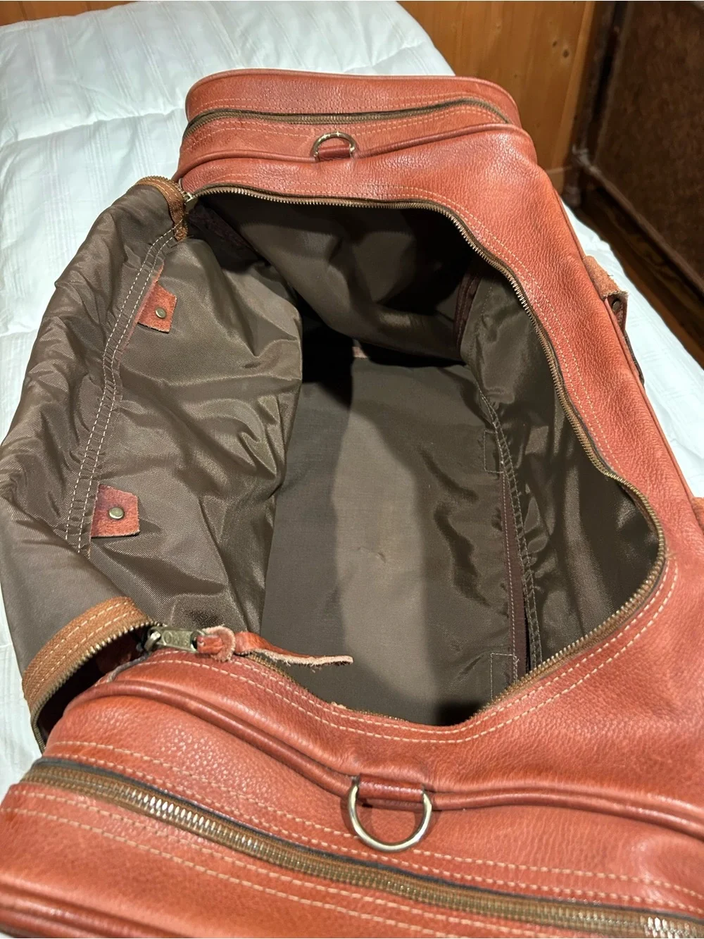Orvis Rustic Red Leather Travel Duffel